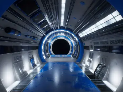 Scifi 3D Interior Corridor Lowpoly Low-poly 3D model