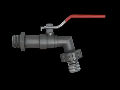 Valve Tap red Low-poly 3D model
