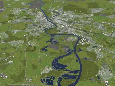 Mannheim Germany 50x50km 3D City Map 3D model