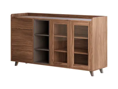 Asian Brown Wood Sideboard 3D model