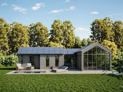 Modern Cabin 3D Model Minimal tiny House IFC SKP OBJ FBX GLB 3D model