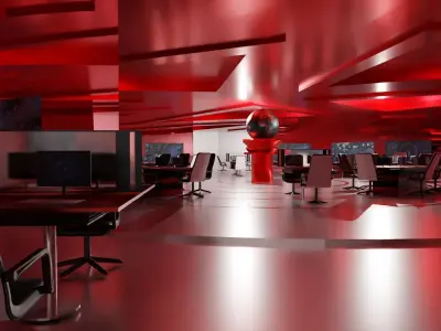 Sci-Fi Command Center Low-poly 3D model