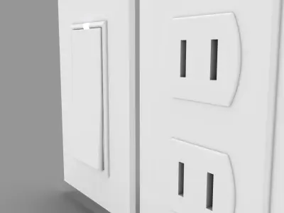 Wall Switch and Plug Socket Low-poly 3D model