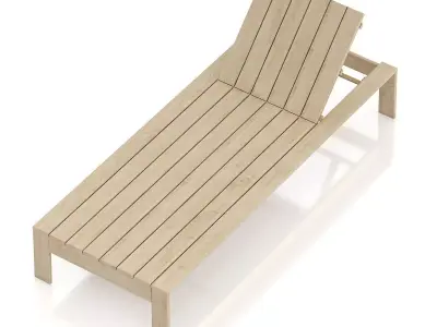 Wooden Sunbed 3D model
