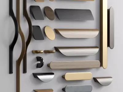 Linear Standard handle set with 5 materials 3D model