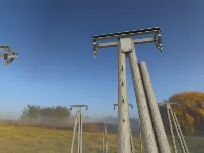 Wooden Electricity Pole with Ladder - Object 048 Low-poly 3D model