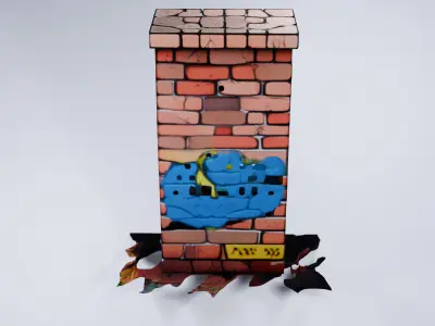 Low Poly Brick Wall - Stylized Urban  3D model