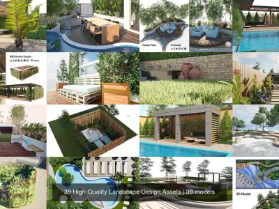 39 High-Quality Landscape Design Assets 3D Model Pack