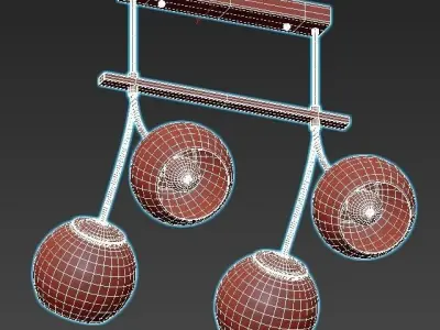 arezzo-52553-0 three sphere pendant light in chrome 3D model