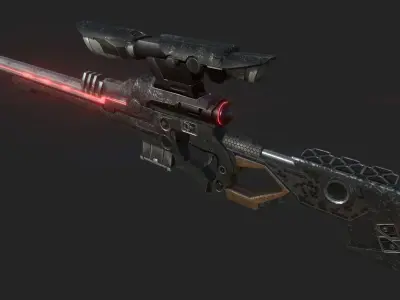 Sci-fi sniper rifle Low-poly 3D model