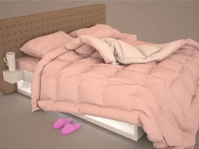 Bed with bottom light Free 3D model