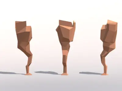 Low Poly Landscape Set three rocks Low-poly 3D model