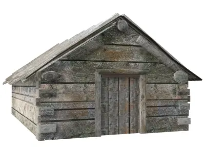 Wooden old raw cellar da1 Low-poly 3D model