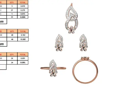 Light wt Ring Earrings Pendant set stl jcd 1-render details  3D print model 10