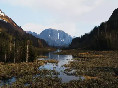 Landscape Mountain Pass Low-poly 3D model