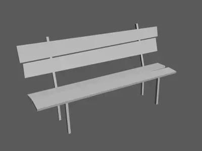 bench wooden with metal legs Low-poly 3D model