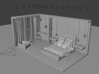 Ellmodel Stylish Isometric Bedroom - Modified Free 3D model