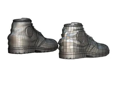 Cartoon High Poly Subdivision Beige Sneakers 3D Model Low-poly 3D model