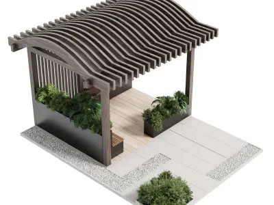 Landscape Furniture with Pergola and Roof garden 3D model get