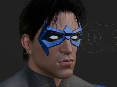 Nightwing 3D Model Jim Lee Fully Rigged PBR FBX Blender OBJ Low-poly 3D model