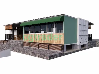 Container cafe restaurant interior design 3d model 3D model