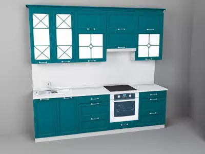 kitchen with cabinets and stove 3D model