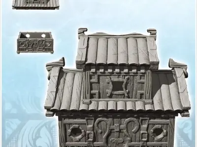 Medieval building with overhanging floor and rounded roof 8 - Me 3D print model
