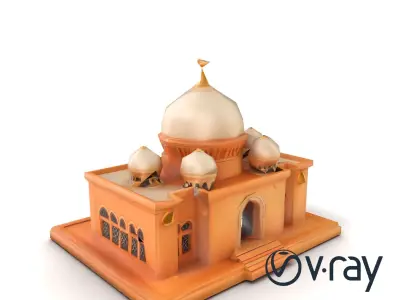 Stylized Mosque Dome Crescent model pack Low-poly 3D model