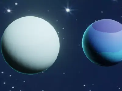 Stylized Solar System 3D Model With 25 Sci Fi Music Tracks Low-poly 3D model