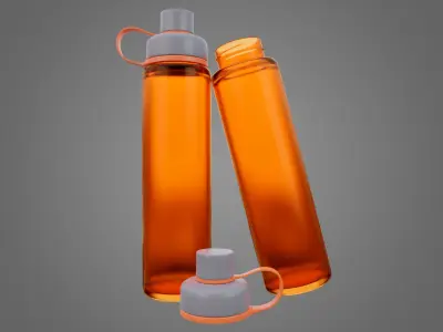 Orange Water Bottle Low-poly 3D model