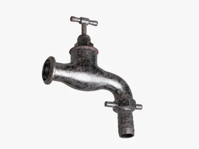 Old dirty rusty garden faucet 3D model