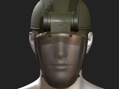 Gas mask helmet 3d model military combat fantasy  Low-poly 3D model 8