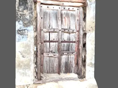 Ruined residence doors of Indian street of ancient times 3D model