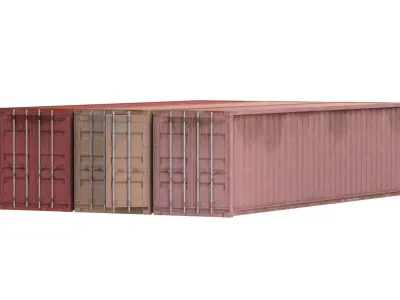 Set of 3 Shipping Container long version 3D model