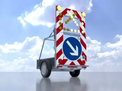 Traffic Sign 616-30 Mobile Barrier Sign Right 3600 x 2200 Low-poly 3D model