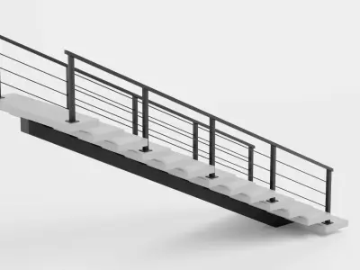 Straight Staircase V2 - Modern Interior Stairs Low-poly 3D model