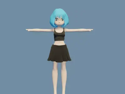 Anime girl Low-poly 3D model