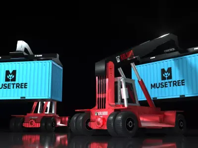 Kalmar forklift truck with container Low-poly 3D model