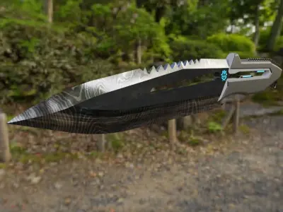 Scifi Combat Knife Damacus  Low-poly 3D model