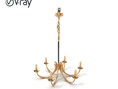 Bronze Chandelier Exaggerated Curves Design Model Pack Low-poly 3D model