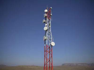 Telecommunications Tower PBR Low-poly 3D model