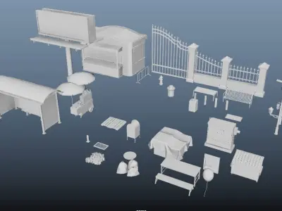 Amusement Park Environment Low-poly 3D model