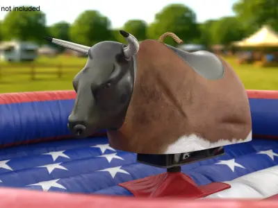  Mechanical Rodeo Bull on Inflatable Trampoline in US Colors 