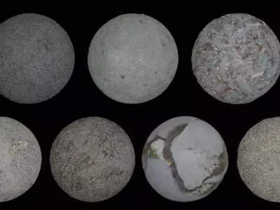 7 Ground-Soil set of concrete eggs 3D model