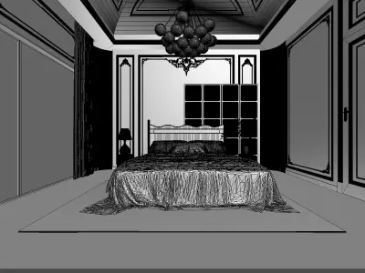 French Style Bedroom 3D Model 3D model