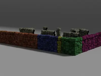 Drystone Wall Modular Low-poly 3D model