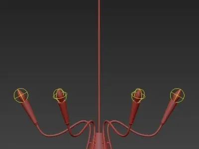 Chandelier six light in brass 3D model