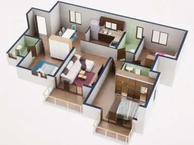 3D Floor Plan Model 53 3D model