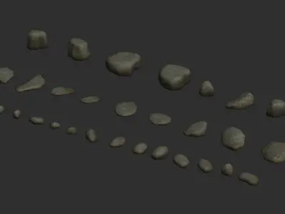 Assorted Rocks - Grey Low-poly 3D model