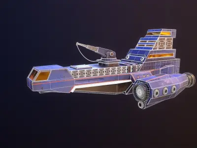 Industrial Spaceship Low-poly 3D model